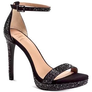 INC International Concepts Lissy Dress Sandals Black Bling Size 8